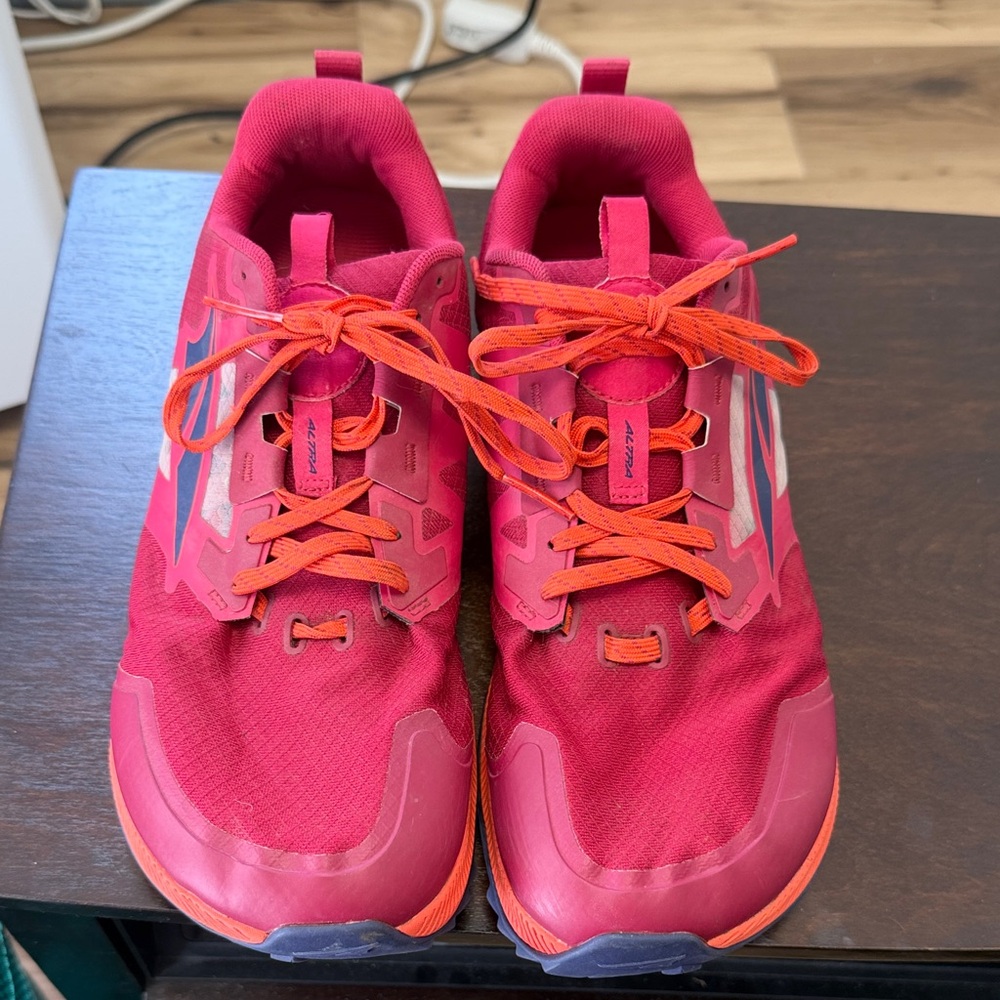 Vibrant Pink and Orange Athletic Shoes